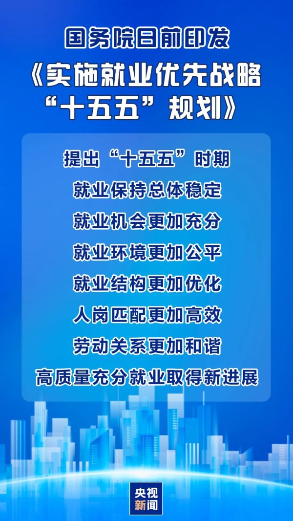 国务院印发《实施就业优先战略“十五五”规划》 部署9方面重点任务