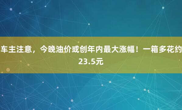 车主注意，今晚油价或创年内最大涨幅！一箱多花约23.5元