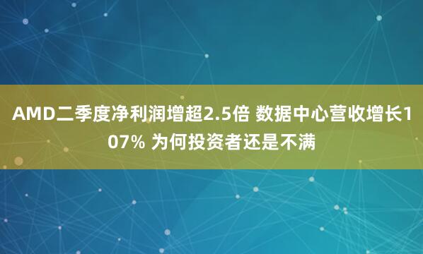 AMD二季度净利润增超2.5倍 数据中心营收增长107% 为何投资者还是不满