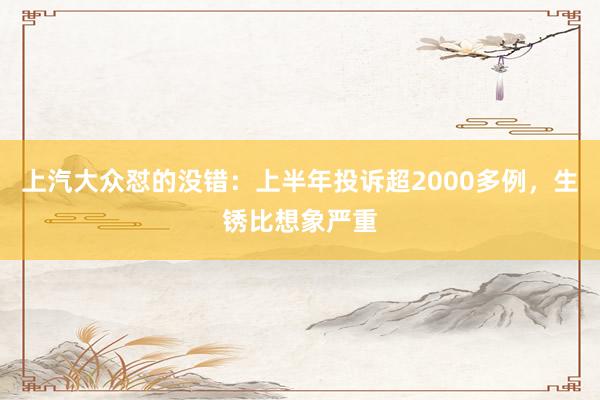 上汽大众怼的没错：上半年投诉超2000多例，生锈比想象严重