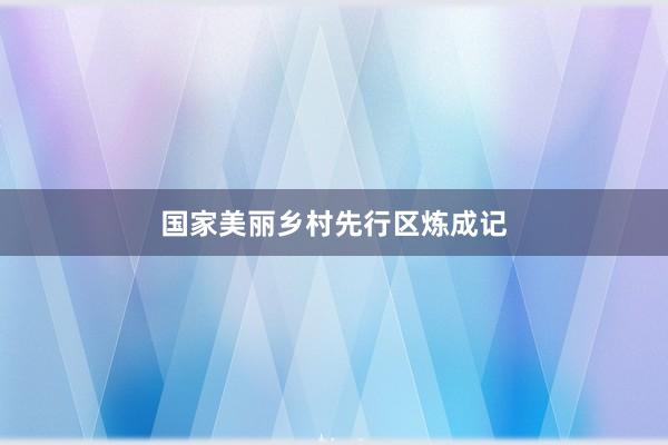 国家美丽乡村先行区炼成记