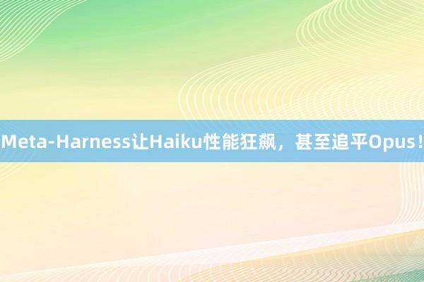 Meta-Harness让Haiku性能狂飙，甚至追平Opus！