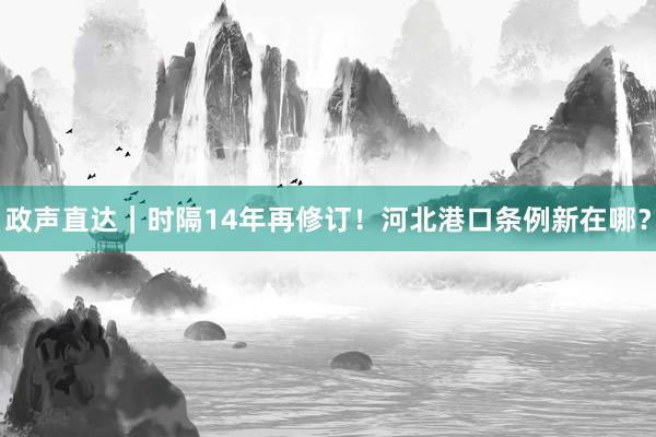 政声直达｜时隔14年再修订！河北港口条例新在哪？