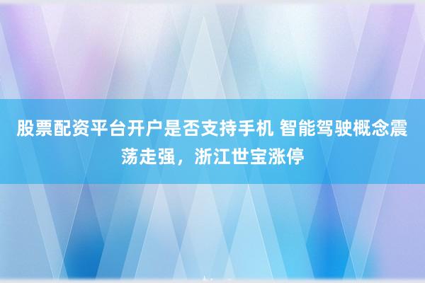 股票配资平台开户是否支持手机 智能驾驶概念震荡走强，浙江世宝涨停