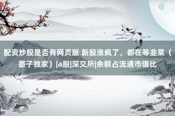 配资炒股是否有网页版 新股涨疯了，都在等韭菜（墨子独家）|a股|深交所|余额占流通市值比